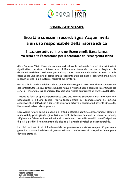 Invito a un uso responsabile dell'acqua