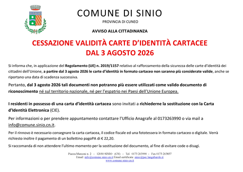 Cessazione carte d'identità cartacee